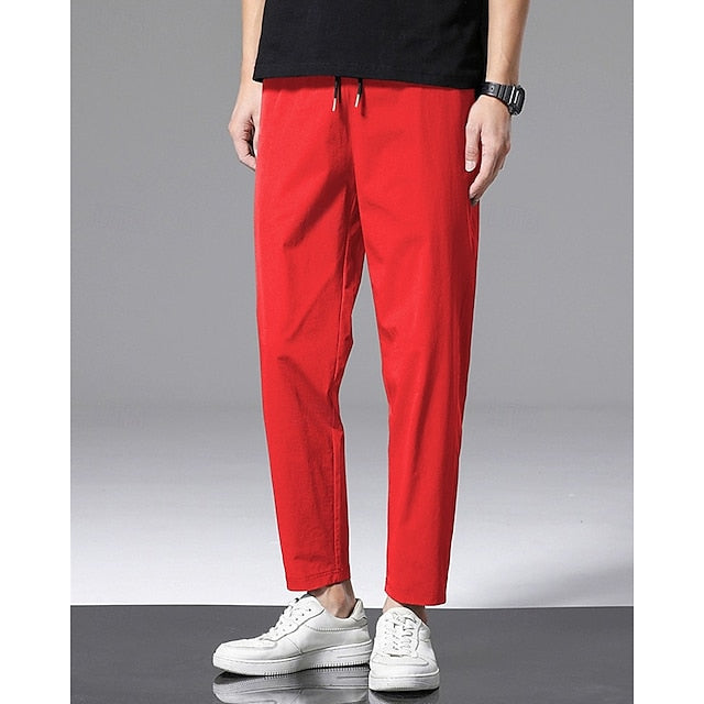 Casual Skinny Trousers Pocket Drawstring Men's Pants