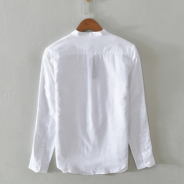 Button Up Linen Shirt Casual Cotton Men's