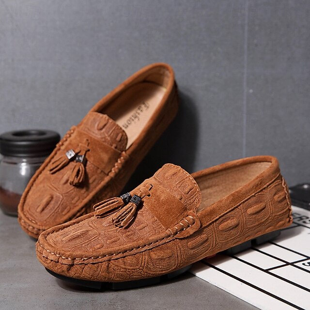 Tassel Men's and Faux with Loafers Brown Suede Detail