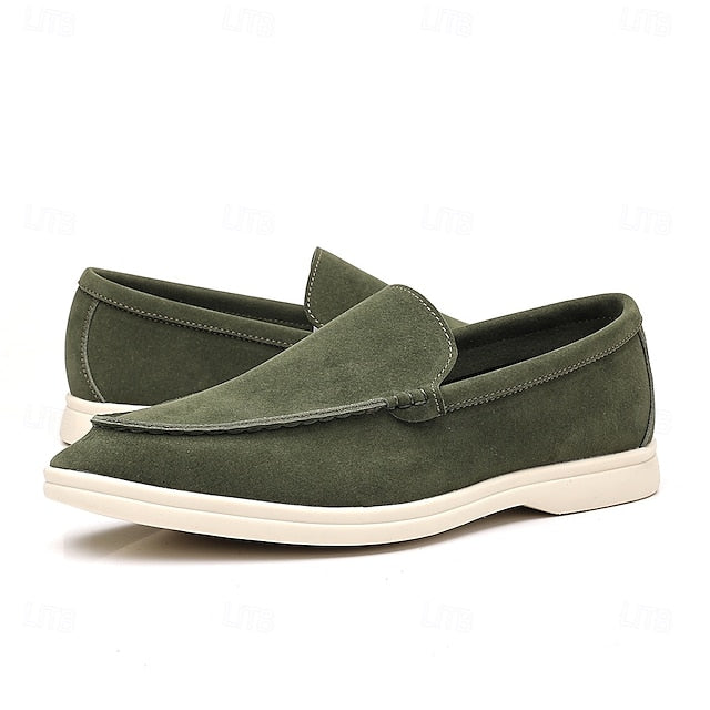 Slip-On Breathable Men's Faux – Casual Light Blue Loafers
