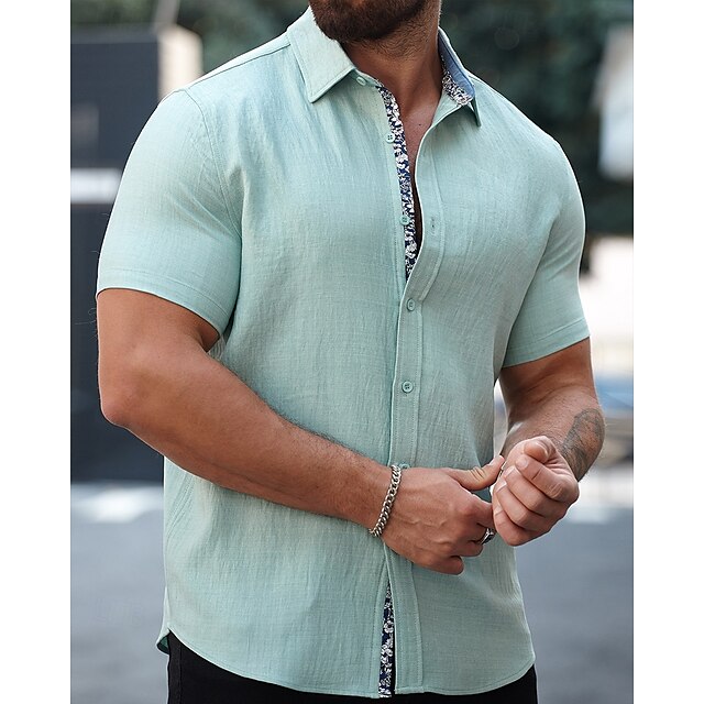 Up Casual Button Shirt Summer Beach Men's