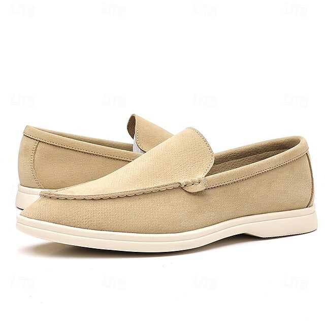 Slip-On Breathable Men's Faux – Casual Light Blue Loafers