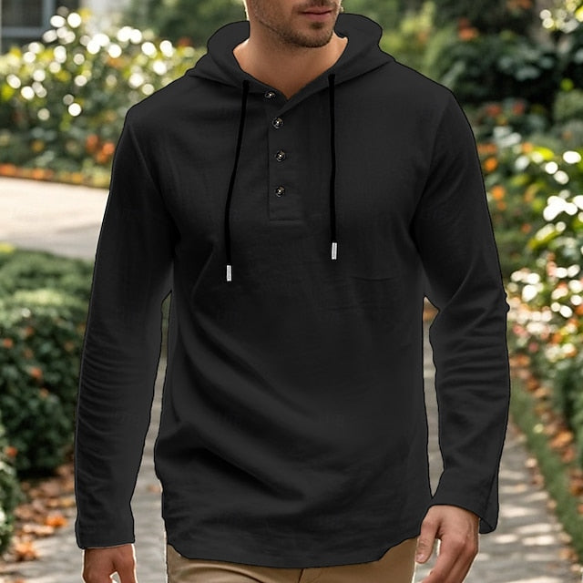 Beach Men's Shirt Solid Wear Color Plain Hooded /