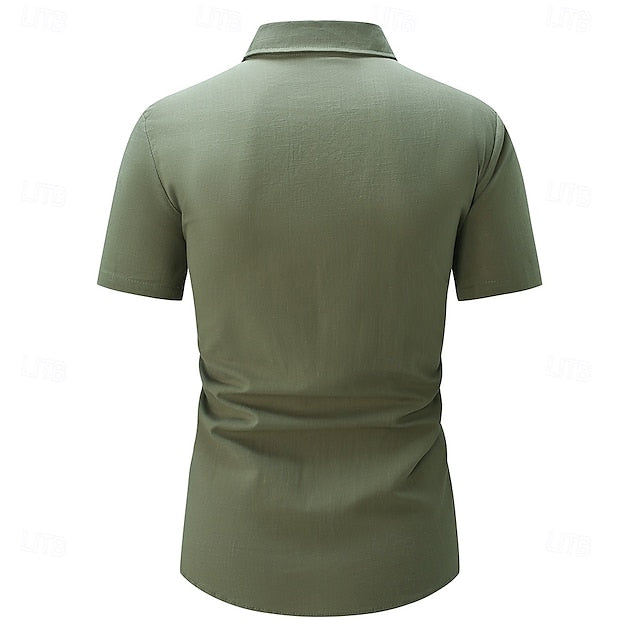 Beach Linen Shirt Summer Plain Men's