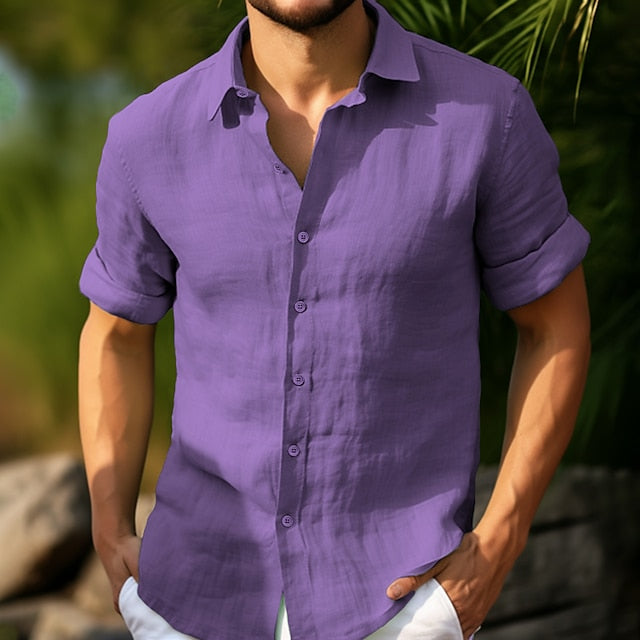Corduroy Casual Men's Plain Up Shirt Button