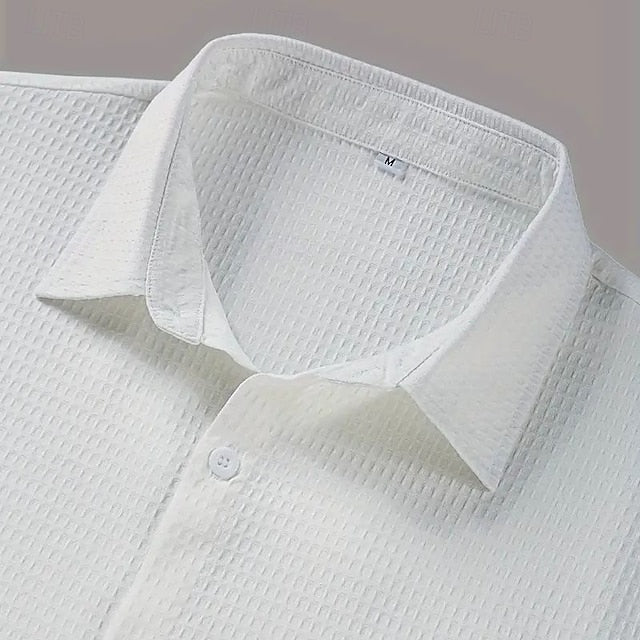 Men's Summer Knit Casual Shirt Waffle