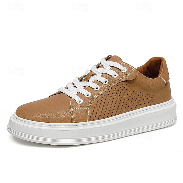 Low-Top Faux Green Leather Men's Sneakers