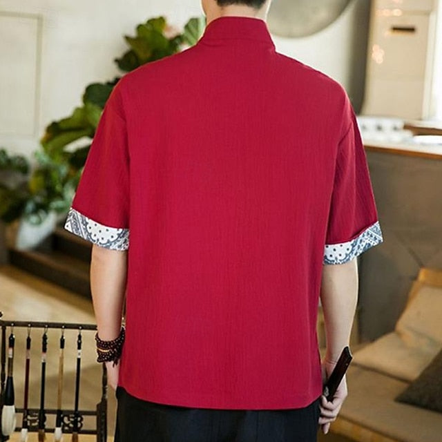 Casual Men's Shirt Cotton Button Up Linen