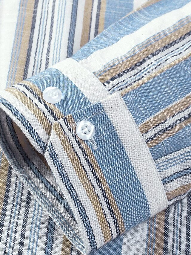 Striped Button Shirt Casual Shirts Men's Up
