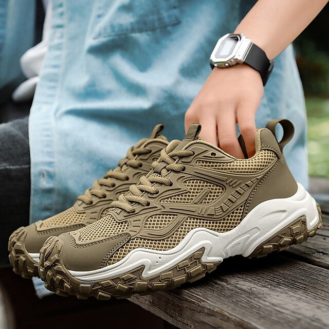 Green Olive Walking Sneakers Hiking - Men's Durable Outdoor