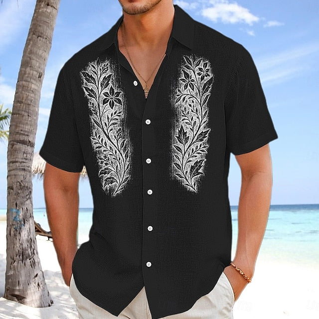 Shirt Wear Men's Summer Beach Up Button Linen