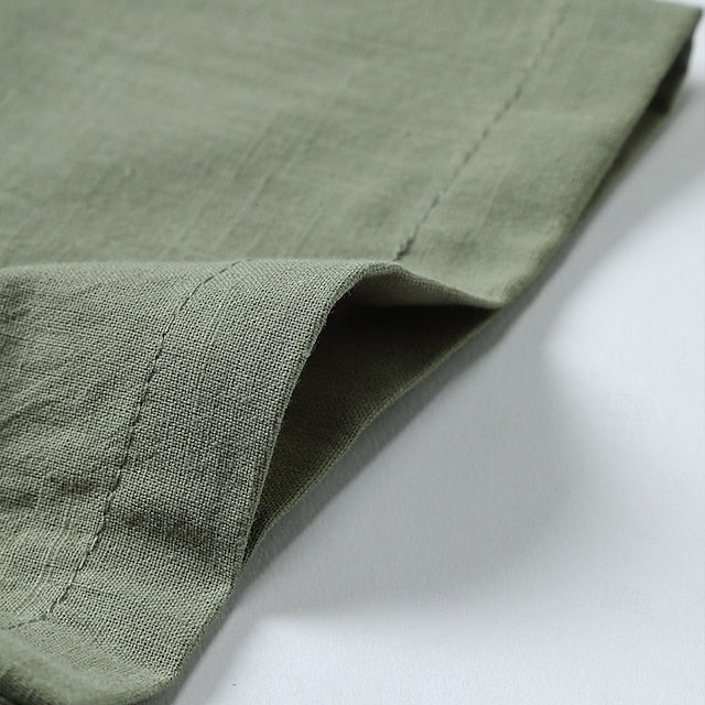 Beach Linen Shirt Summer Plain Men's