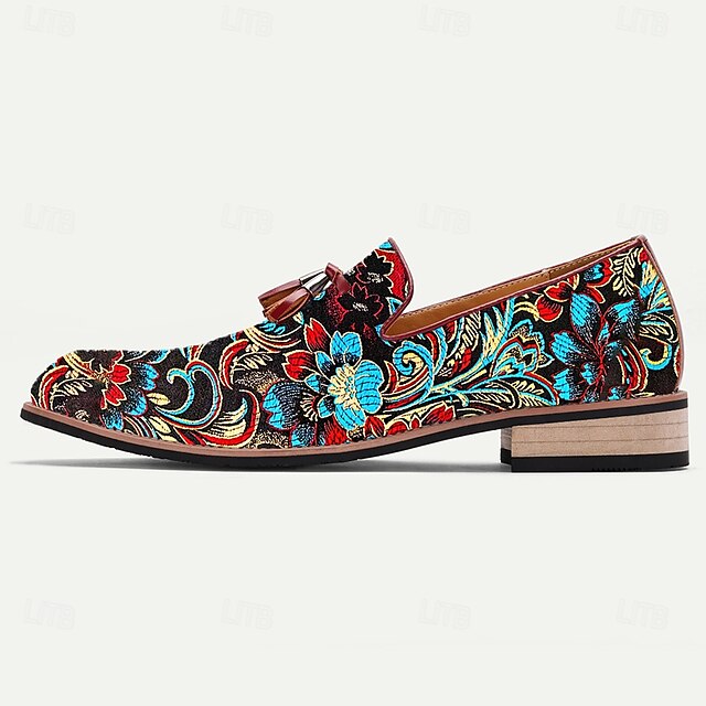 Men's - Slip-On Elegant Loafers Floral Embroidered Jacquard