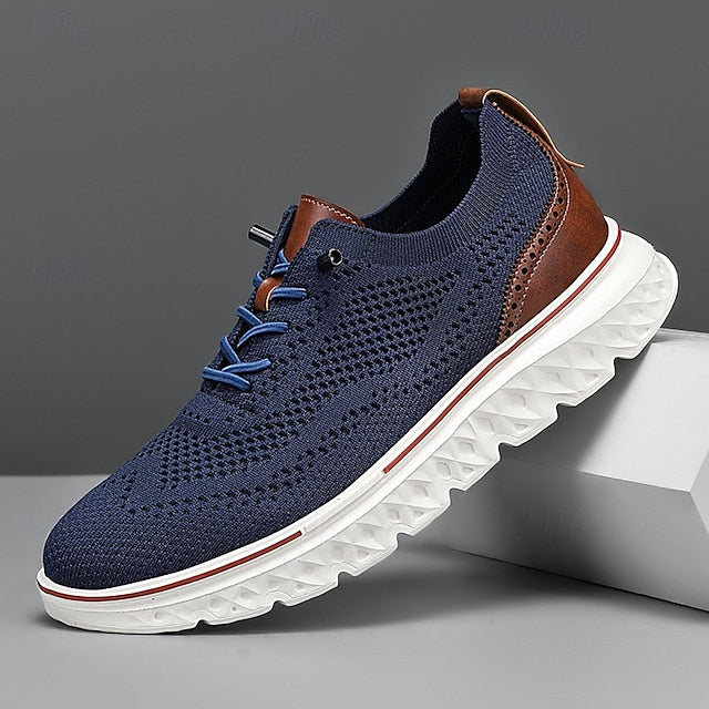 Breathable Men's Sneakers – Lightweight Knit Lace-Up