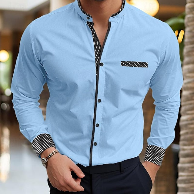 Men's Band Dress Summer Collar Shirt