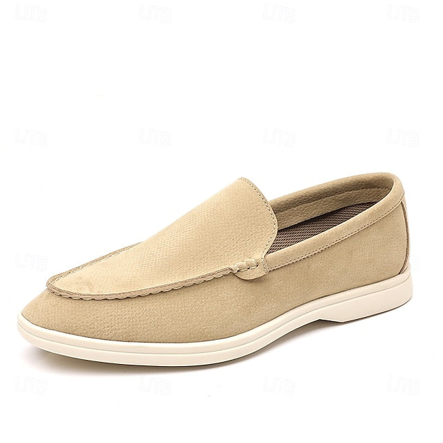Slip-On Breathable Men's Faux – Casual Light Blue Loafers