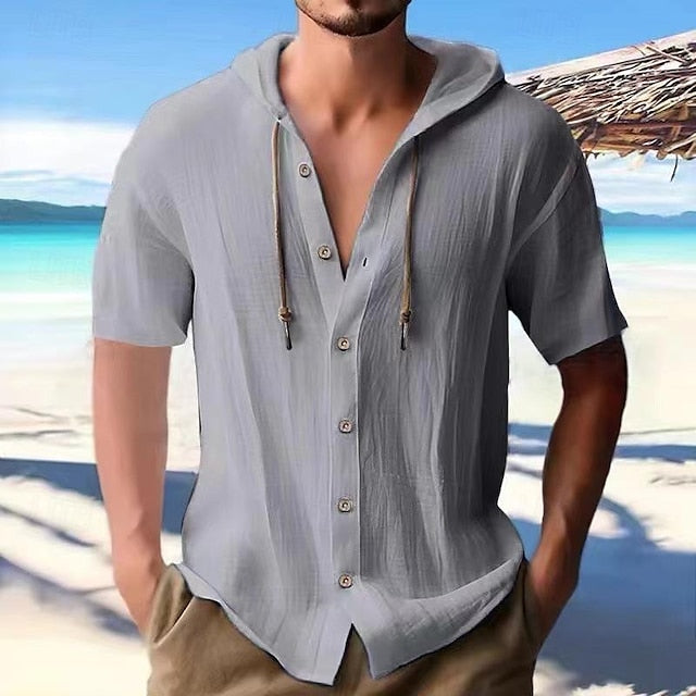 Beach Summer Shirt Casual Men's Up Button
