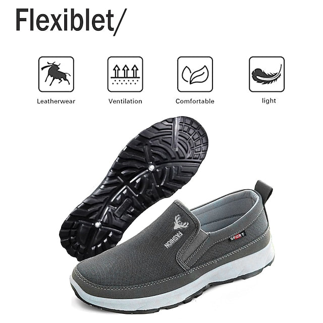 Breathable Mesh Men's Casual and White Black Slip-On