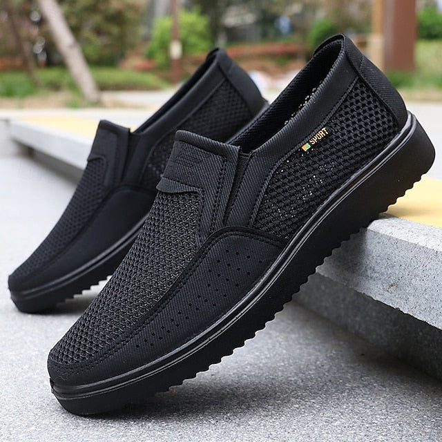 Breathable Mesh Men's Casual and White Black Slip-On