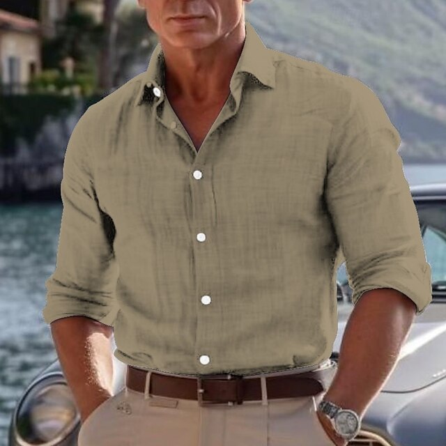 White khaki Dark Black Men's Shirt Cotton Blue Light Gray