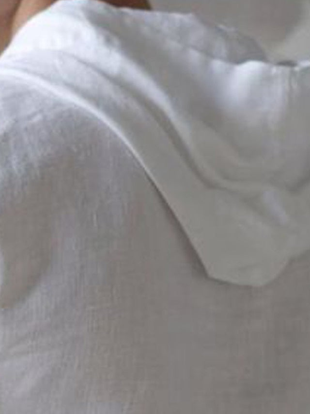 Shirt Cotton Summer Men's Linen White