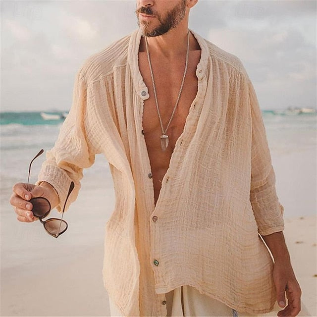 Mandarin Collar Shirt Men's Chinese