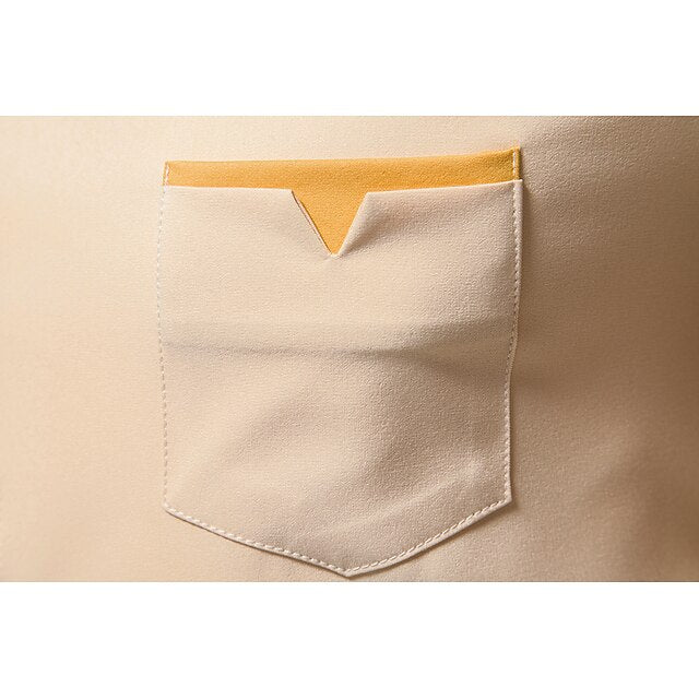 Block Wine Yellow Color Collar Stand Shirt Blue Plus Men's