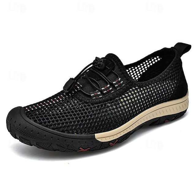 Men’s Shoes Outdoor Lace Walking Breathable with Elastic Mesh