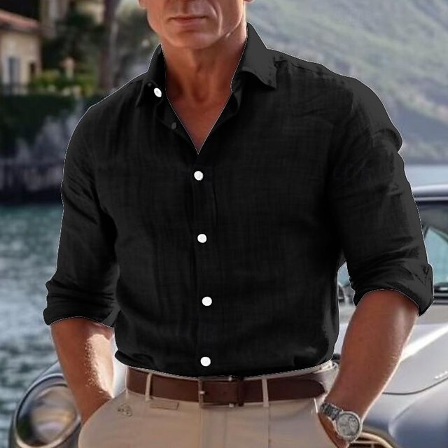 White khaki Dark Black Men's Shirt Cotton Blue Light Gray