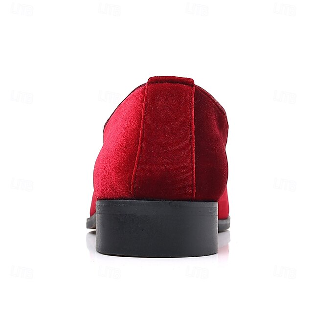 Red Dress Velvet Men's Shoes Slip-On