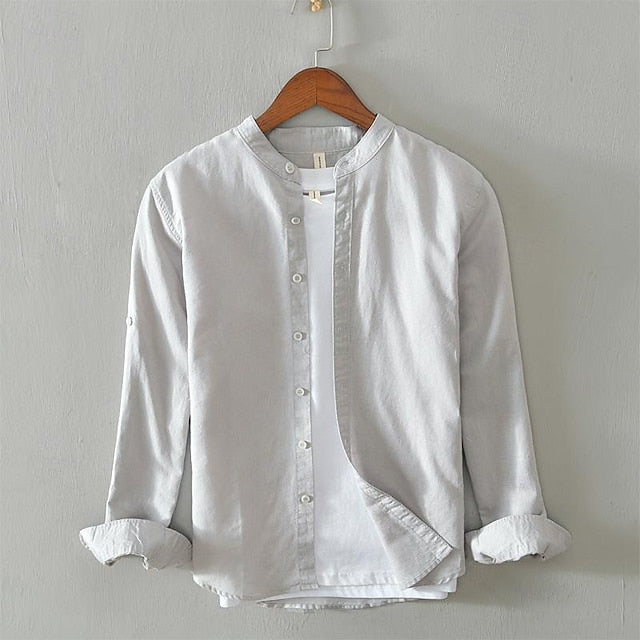 Button Up Linen Shirt Casual Cotton Men's