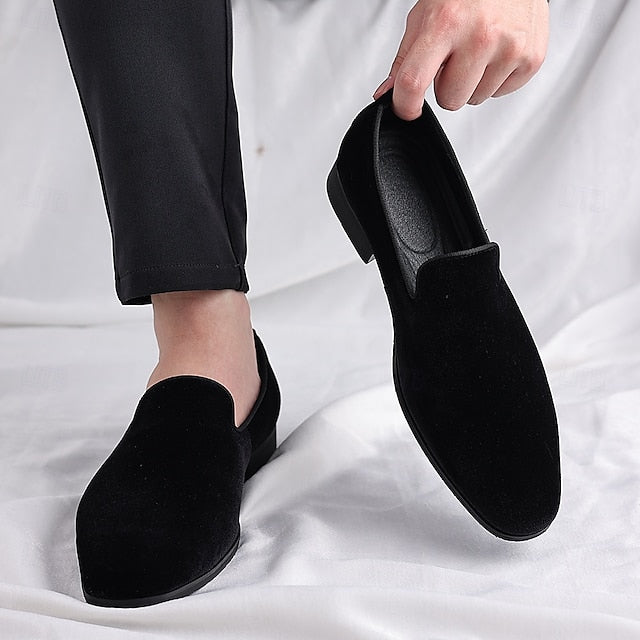 Red Dress Velvet Men's Shoes Slip-On