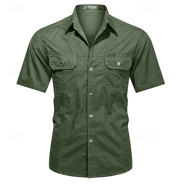Up Shirt Men's Button Casual Summer Cargo
