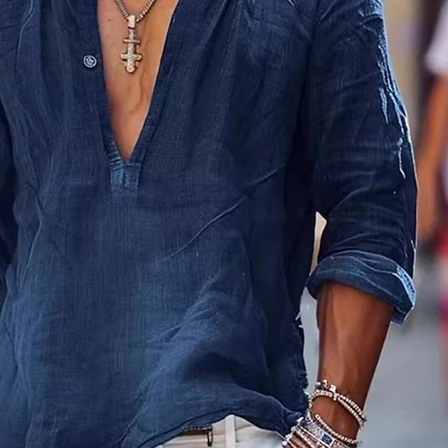 Casual Men's Beach Summer Shirt Popover
