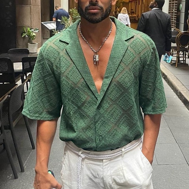 Summer Shirt Beach Casual Button Men's Up