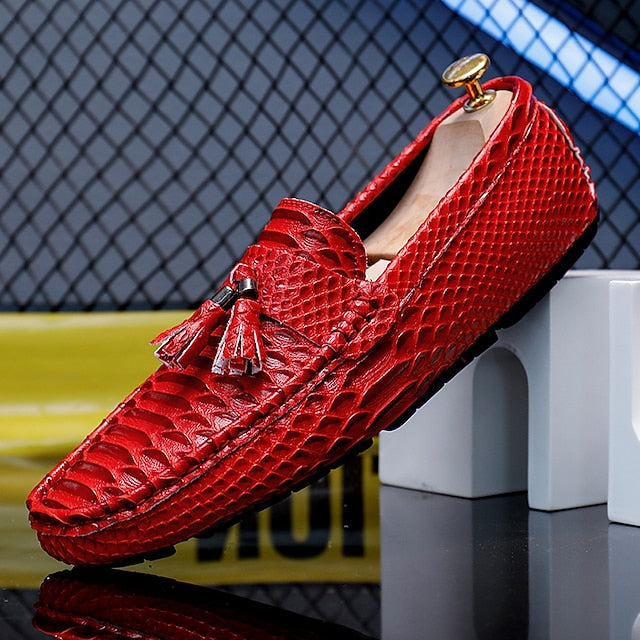 – Printed Loafers Casual White Men's Lightweight Slip-On