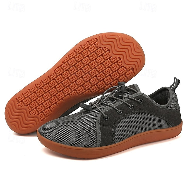 Sole with Gray Sneakers – Knit Breathable Orange Men's