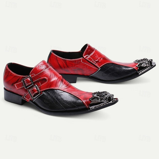 with Men's Cowhide Premium Loafers Double Leather Buckle
