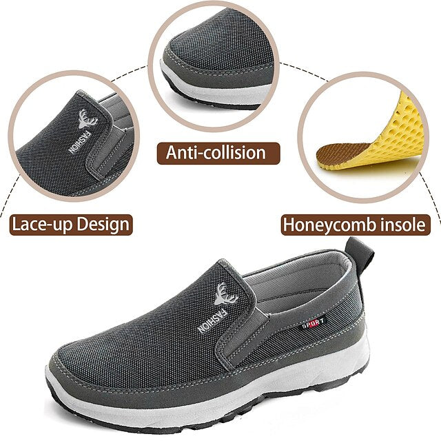 Breathable Mesh Men's Casual and White Black Slip-On