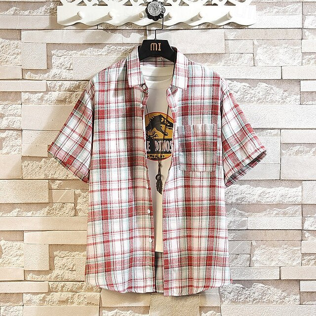 Button Shirt Beach Men's Casual Summer Up