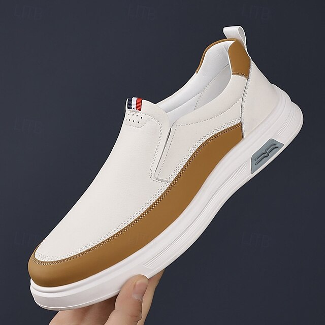 White and Accent with Men's Brown Sneakers Slip-On