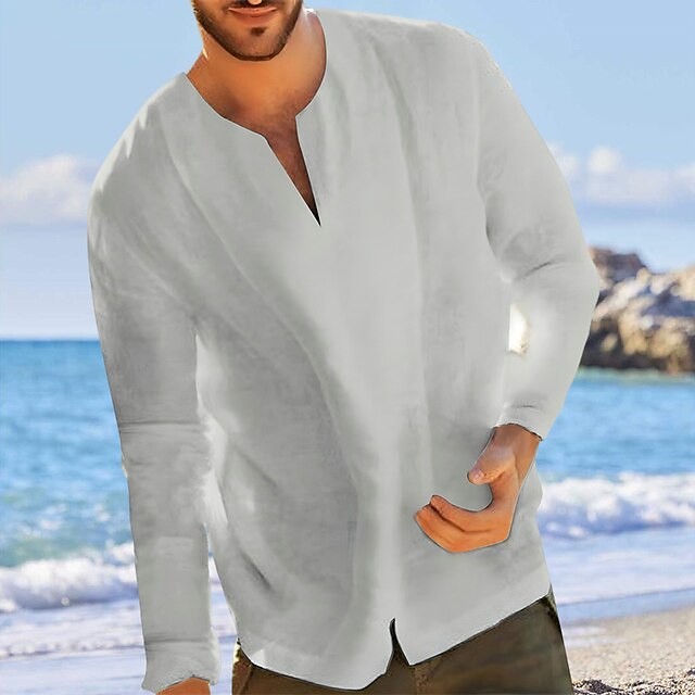 Blue Light Beach Men's Shirt Summer Linen