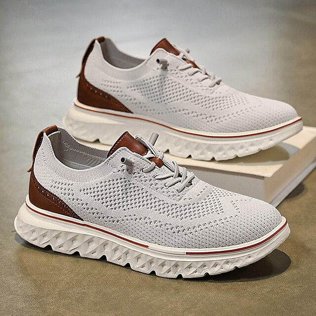 Breathable Men's Sneakers – Lightweight Knit Lace-Up
