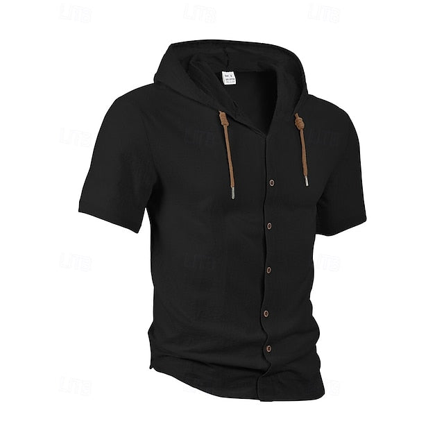 Up Shirt Men's Casual Linen Plain Button