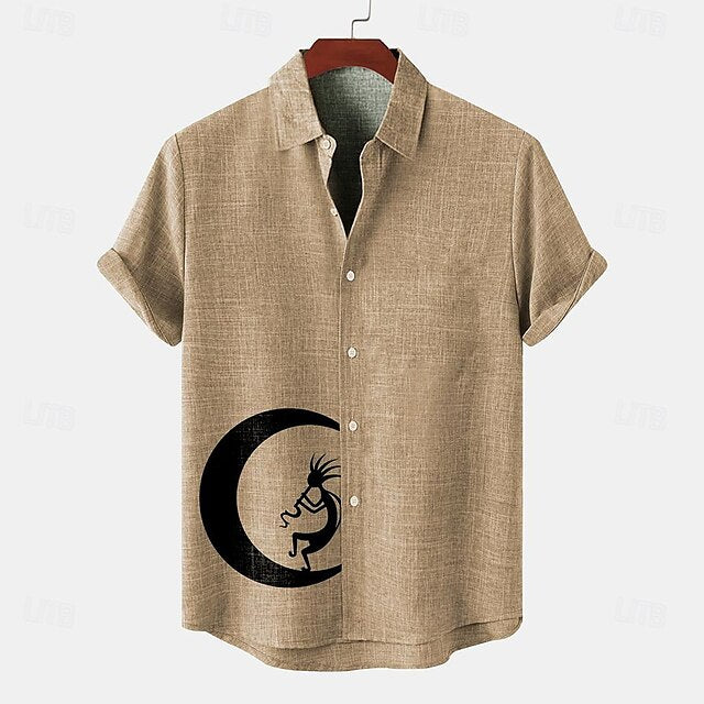 Vintage Shirt Ethnic Retro Shirts Men's Linen