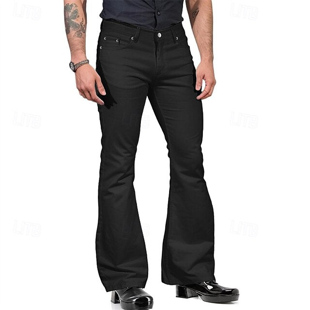 Flared Buttons Trousers Casual Pants Pocket Men's