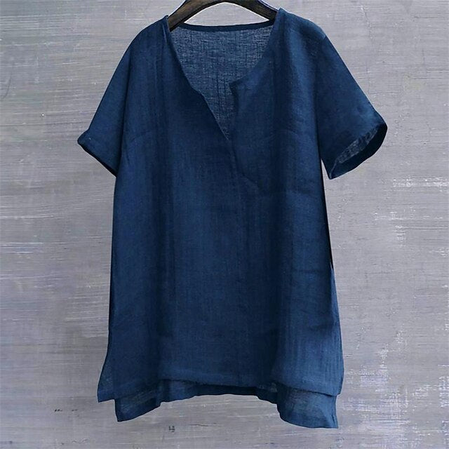 Men's Shirt Linen Cotton Casual White