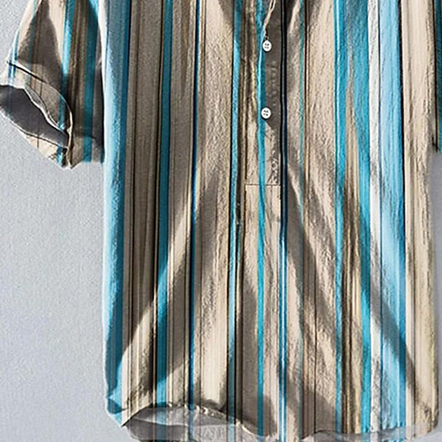 Men's Shirt Linen Popover Beach Summer Wear