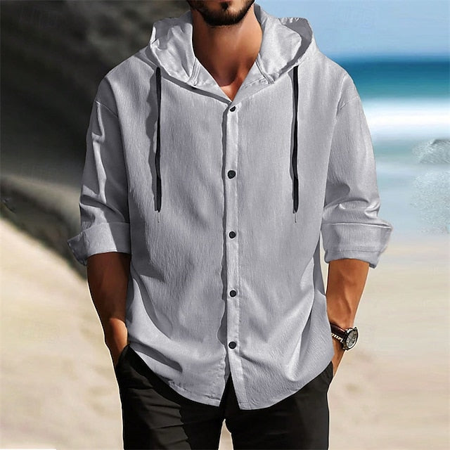 Shirt Beach Summer Up Button Casual Men's