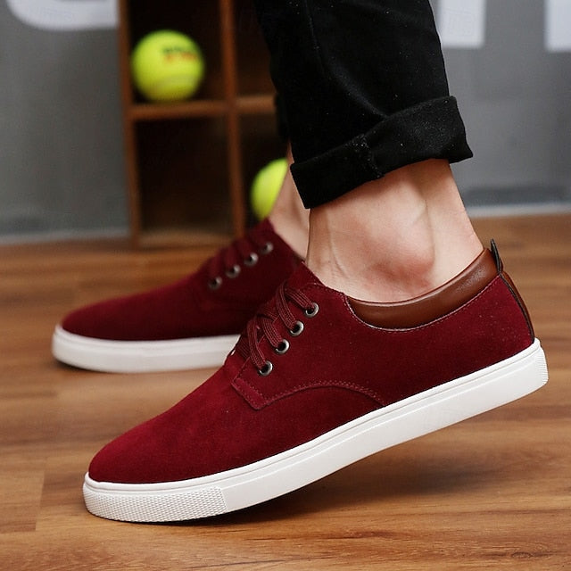 Brown Low-Top Men's Casual Suede Retro Lace-Up – Sneakers